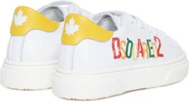 Dsquared2 Kids Leren sneakers met logoprint Wit