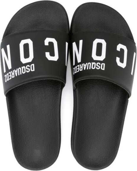 Dsquared2 Kids Slippers met logoprint Zwart