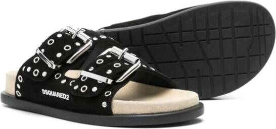 Dsquared2 Kids Slippers verfraaid met studs Zwart