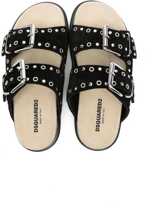 Dsquared2 Kids Slippers verfraaid met studs Zwart