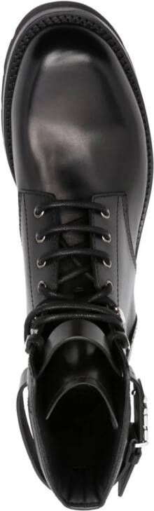 Dsquared2 Leren combat boots Zwart