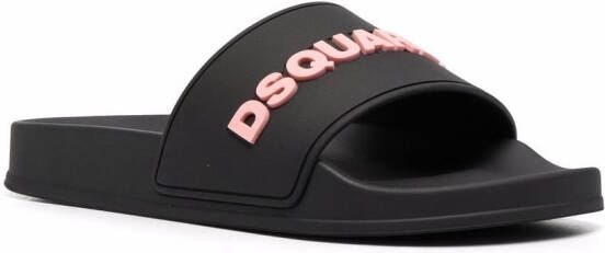 DSQUARED2 Slippers met logo applicatie Zwart