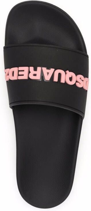 DSQUARED2 Slippers met logo applicatie Zwart