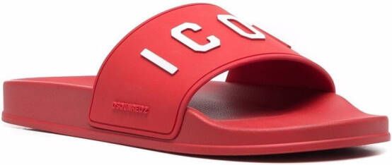 Dsquared2 Slippers met logo-reliëf Rood