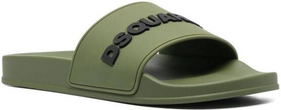 Dsquared2 Slippers met logoprint Groen