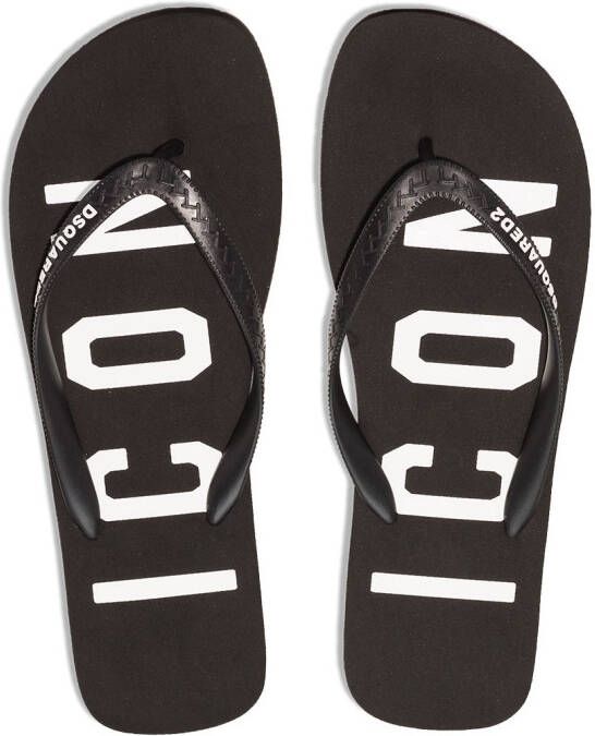 DSQUARED2 Teenslippers met logoprint Zwart