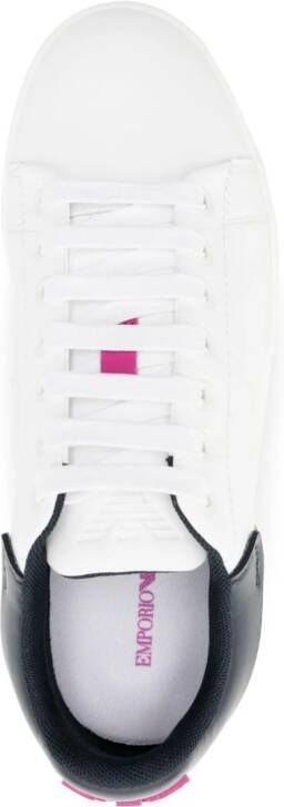 Emporio Armani Leren sneakers met logoplakkaat Wit