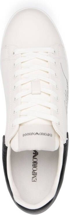 Emporio Armani Signature leren sneakers Wit