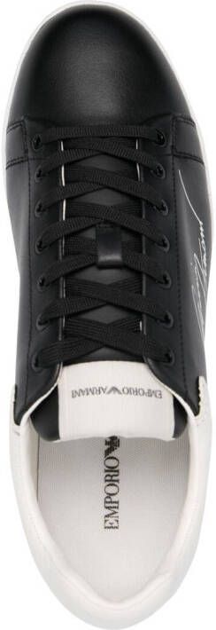 Emporio Armani Signature leren sneakers Zwart