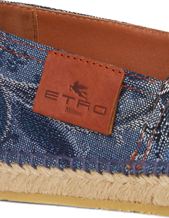 ETRO Denim espadrilles met jacquard Blauw