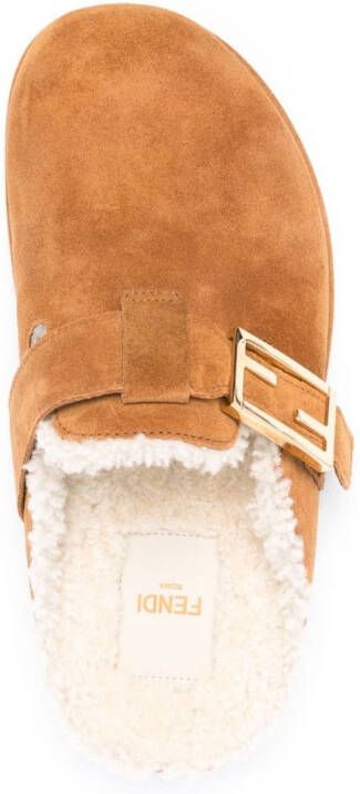 FENDI Feel suède slippers Bruin