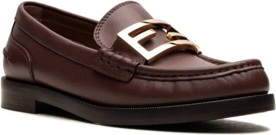 FENDI FF loafers met logoplakkaat Bruin