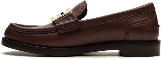 FENDI FF loafers met logoplakkaat Bruin