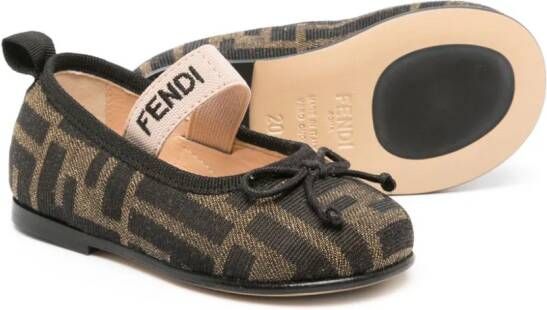 Fendi Kids Ballerina's met strikdetail Zwart