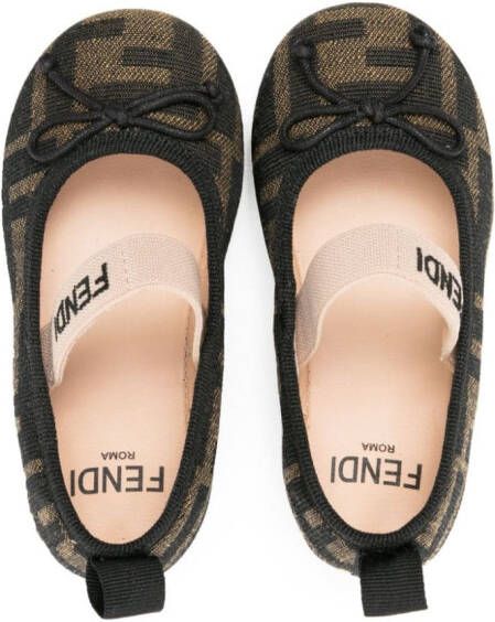 Fendi Kids Ballerina's met strikdetail Zwart