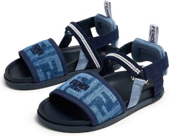 Fendi Kids Denim sandalen Blauw