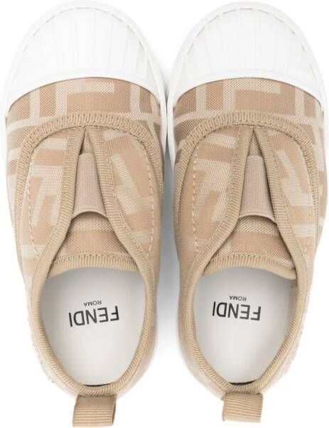 Fendi Kids Slip-on sneakers met FF-patroon Beige