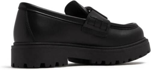 Fendi Kids Leren loafers met logoplakkaat Zwart