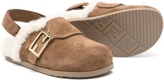 Fendi Kids Leren sandalen Bruin