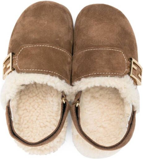 Fendi Kids Leren sandalen Bruin