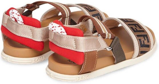 Fendi Kids Sandalen met logoprint Bruin