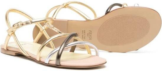 Fendi Kids Sandalen met metallic-effect Goud