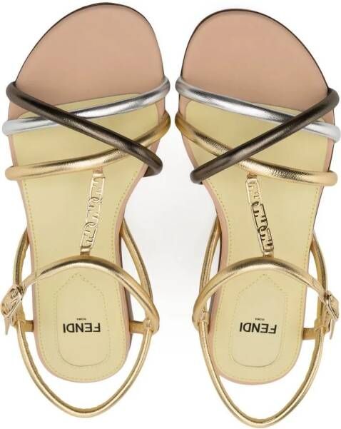 Fendi Kids Sandalen met metallic-effect Goud