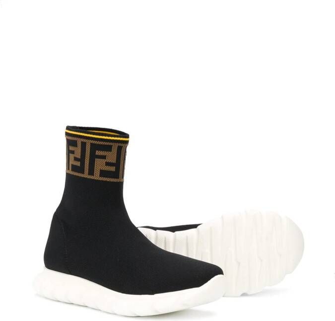 Fendi Kids Sneakers met FF afwerking Zwart