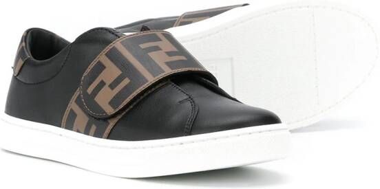 Fendi Kids Sneakers met klittenband Zwart