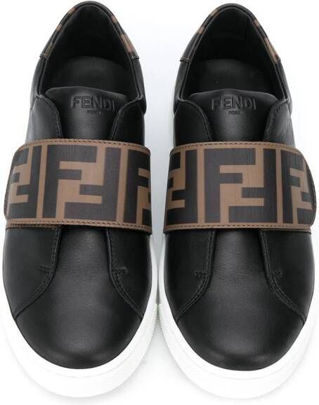 Fendi Kids Sneakers met klittenband Zwart