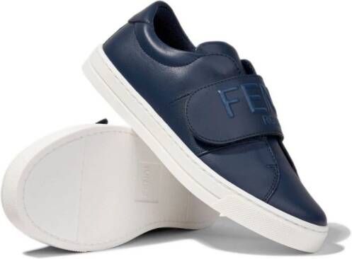 Fendi Kids Sneakers met logo-reliëf Blauw