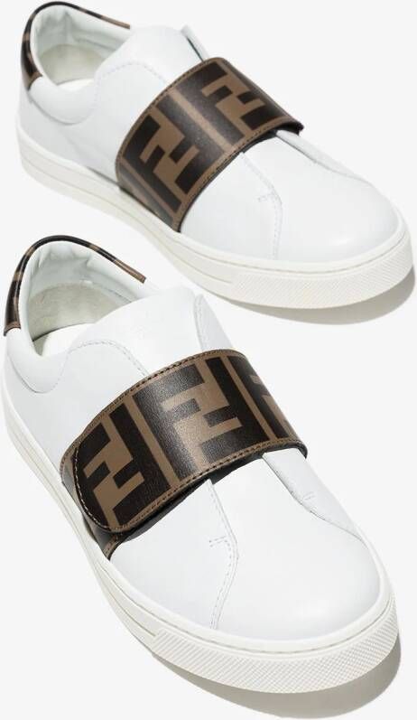 Fendi Kids Sneakers met logoband Wit