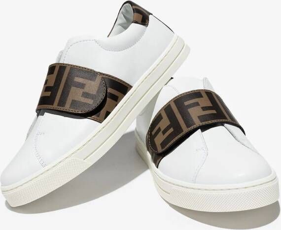 Fendi Kids Sneakers met logoband Wit
