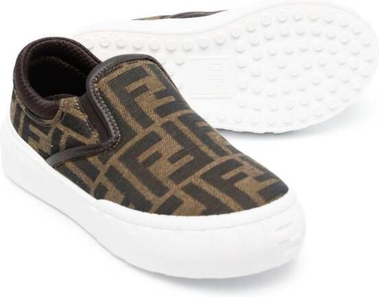 Fendi Kids Sneakers met monogram Bruin