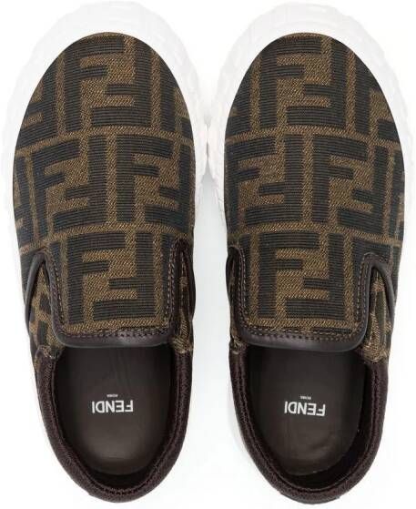 Fendi Kids Sneakers met monogram Bruin