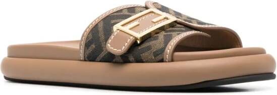 FENDI Slippers met logopatroon Bruin