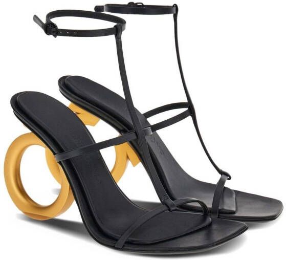 Ferragamo Aglalia sandalen met Gancini hak Zwart