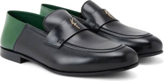 Ferragamo Leren loafers met logo-applicatie Zwart