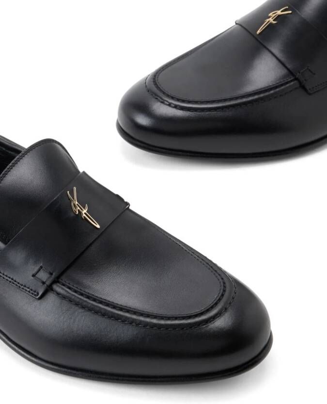 Ferragamo Leren loafers met logo-applicatie Zwart