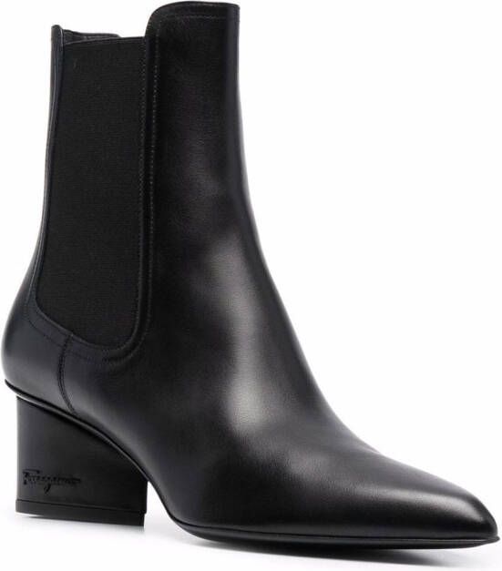 Ferragamo Chelsea boots met logo-reliëf Zwart