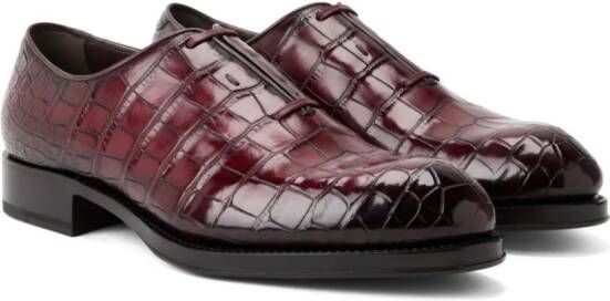 Ferragamo Oxford schoenen met krokodillenleer-effect Rood