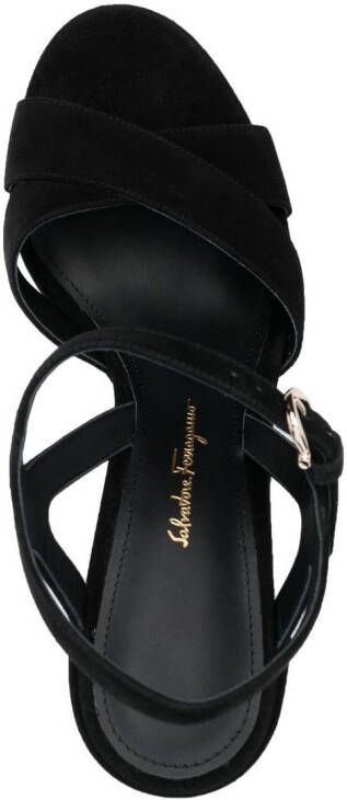 Ferragamo Gancini sandalen met plateauzool Zwart