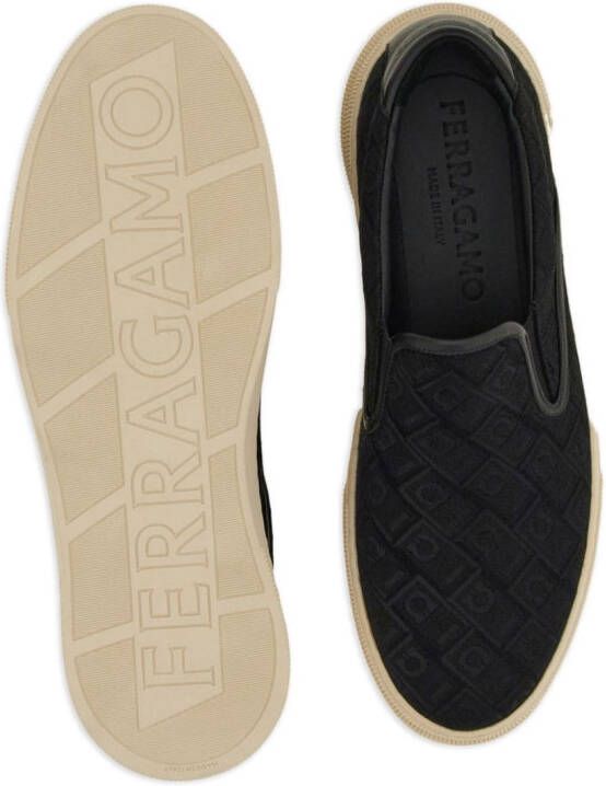 Ferragamo Gancini sneakers met jacquard Zwart