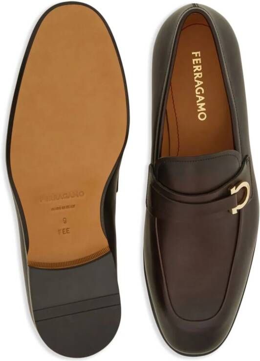 Ferragamo Gancini leren loafers Bruin