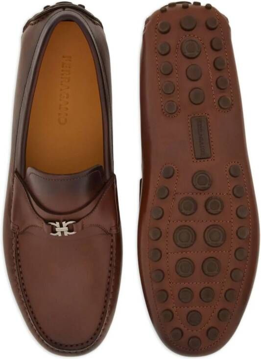 Ferragamo Gancini leren loafers Bruin