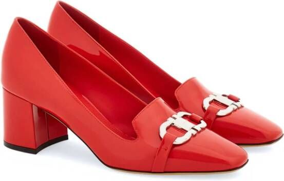 Ferragamo Leren 60 mm pumps met Gancini-plakkaat Rood