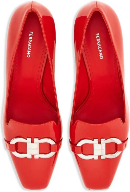 Ferragamo Leren 60 mm pumps met Gancini-plakkaat Rood