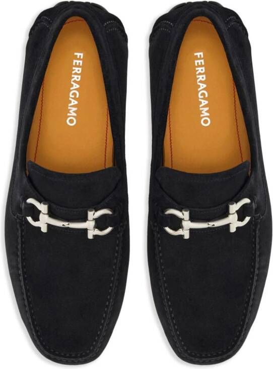 Ferragamo Gancini suède loafers Blauw