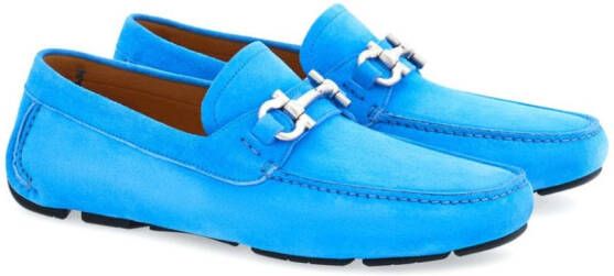 Ferragamo Gancini suède loafers Blauw