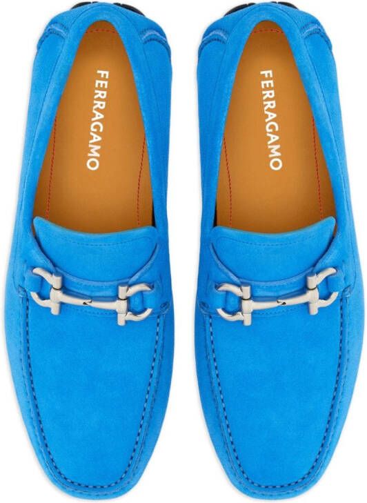 Ferragamo Gancini suède loafers Blauw